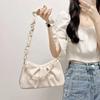 French versatile white pleated cloud bag for women, new pearl chain underarm bag, shoulder messenger bag for women
