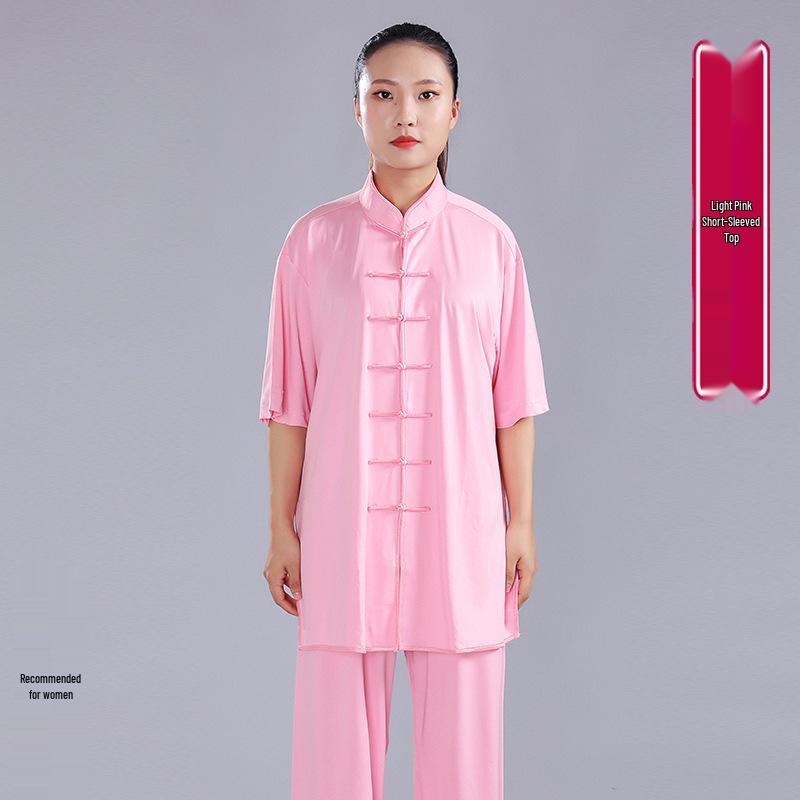 Summer Milk Silk Tai Chi Short Sleeve Top for Men and Women - Perfect for Practice, Performance, and Morning Exercise