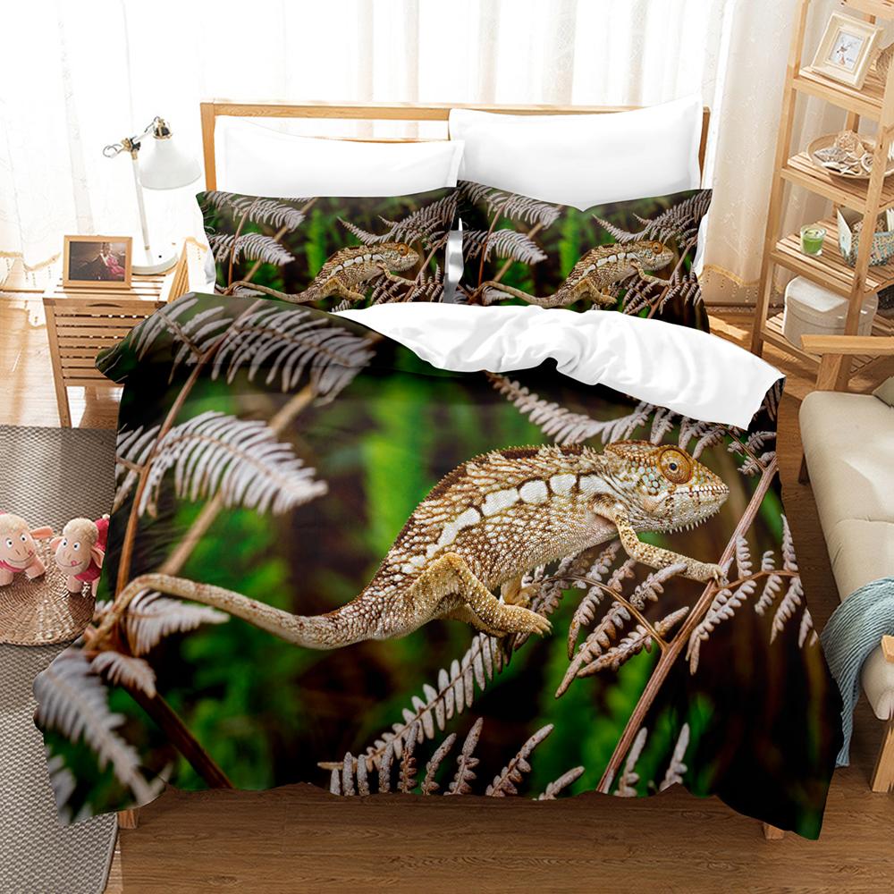 Comforter Microfiber Fabric Lizard 3D Printreptilechameleon Bed Duvets Set200X220 Bedding Set