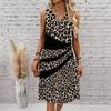 Plus Size V Neck Sleeveless Dress Soft Wild Daisy Print For Courtyard Leisure Time