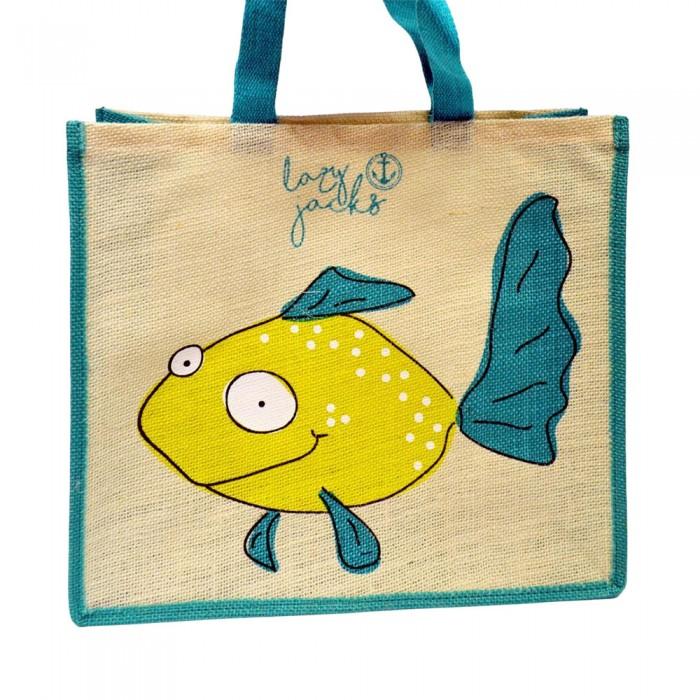 Lazy Jacks Fish Jute Tote Bag