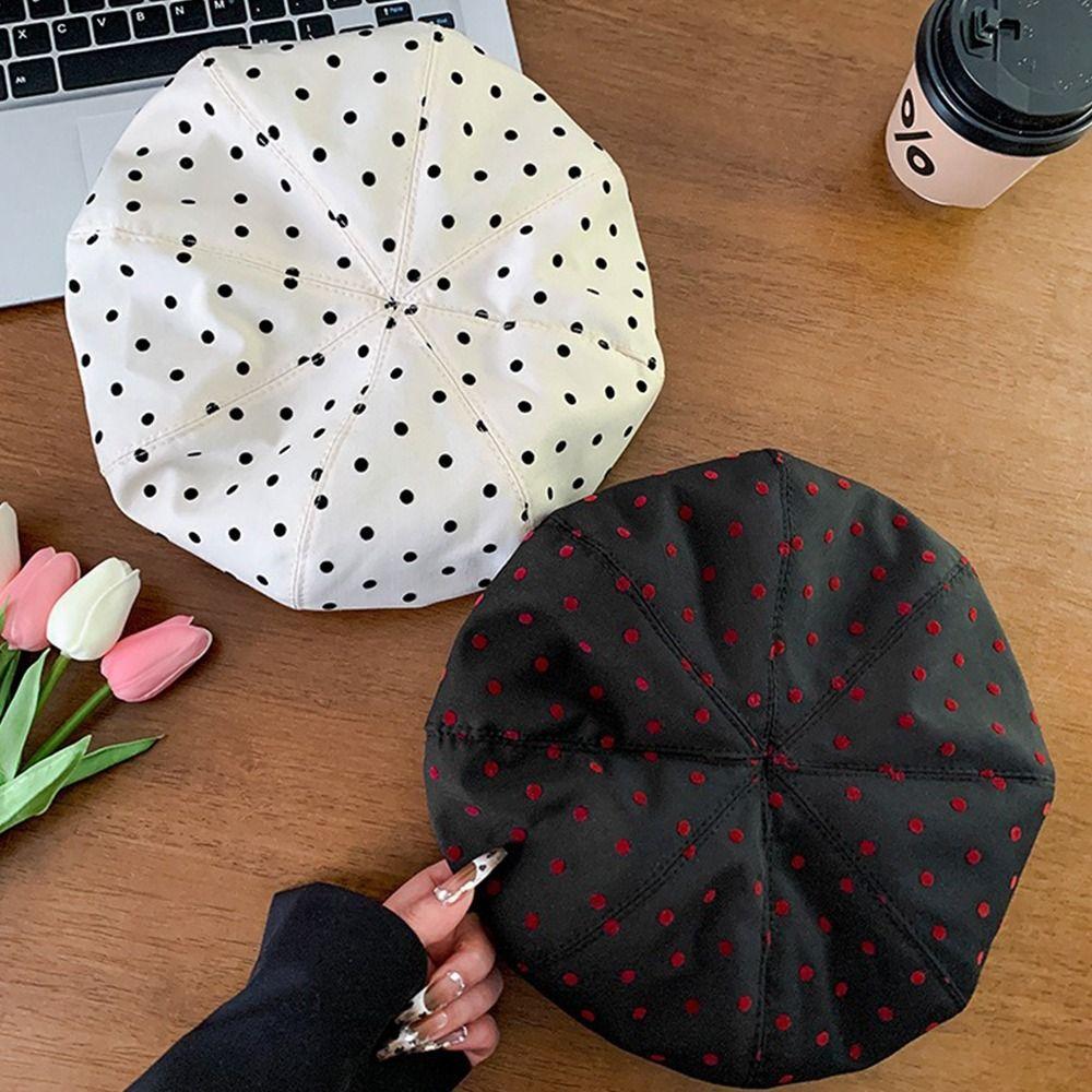 Korean Polka Dot Berets Versatile Beanie Cap Ins Painter Berets  Girls