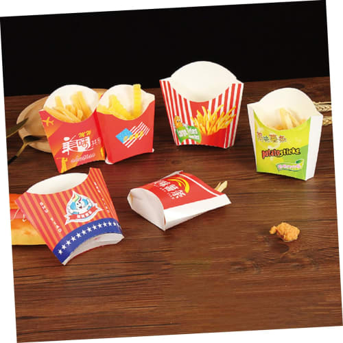 Mipcase 200-Piece Box French Fry Boxes, Snack French Fry Boats, Food Trays, Disposable French Fry Cases, Chip Packaging Boxes, Cartons, Highlight Red