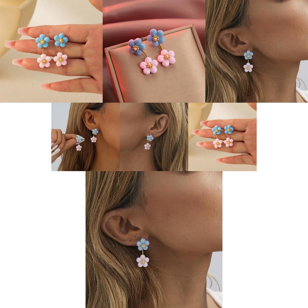 Elegant Resin Flower Earrings For Women Chic Geometric Design Fashion Jewelry