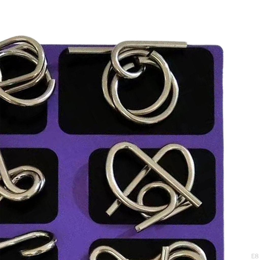 8Pcs Metal Wire Puzzle Set Link Interlock Durable Smooth Tangled Puzzles Style A