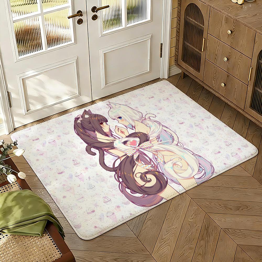 Anime Game N-Nekopara Floor Mat Soft Thickened Absorbent Non-Slip Bedroom Living Room Door Mat Home Decor Flannel Rugs