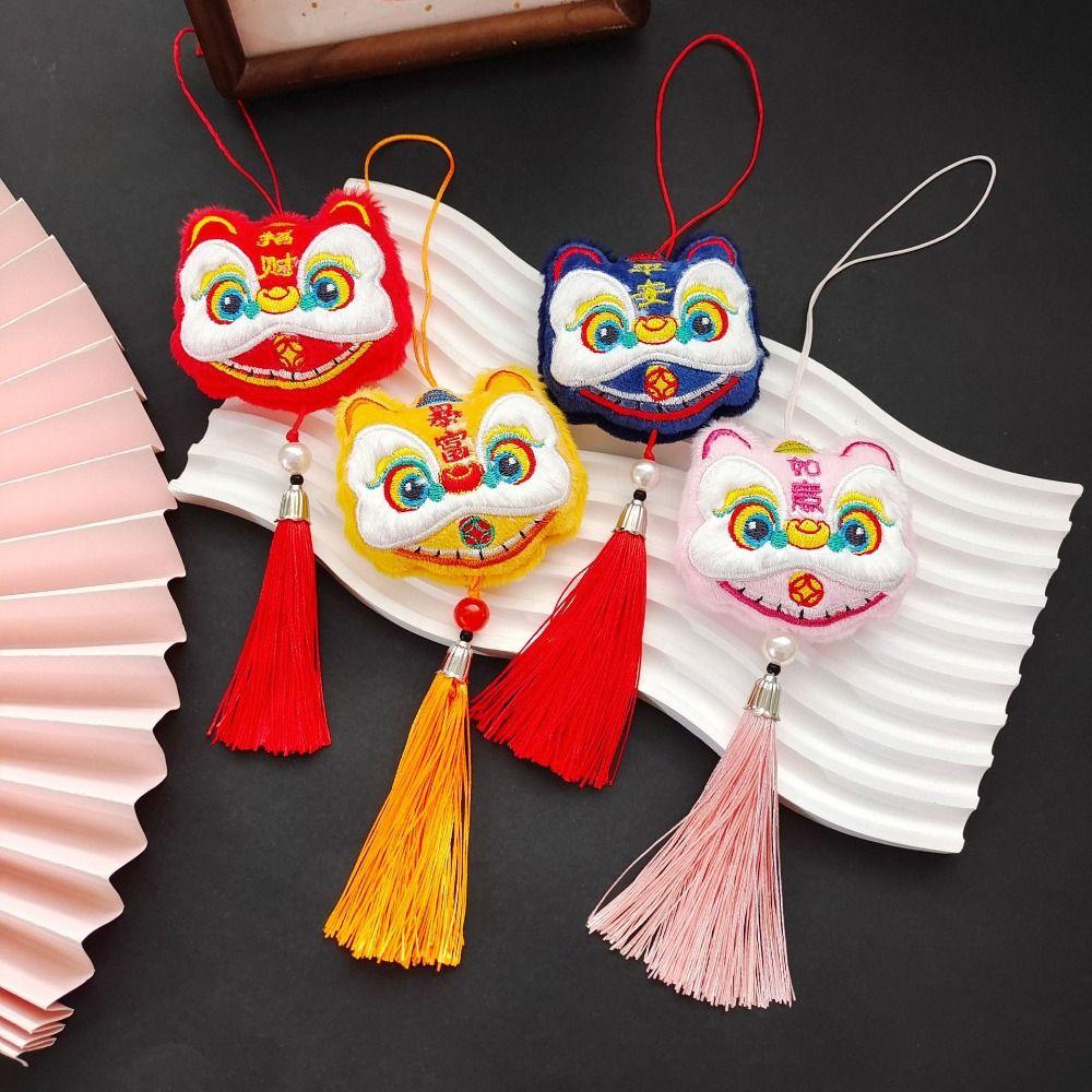 Awakened Lion Lion Dance Tassels Pendant Chinese Style New Year Zodiac Plush Doll  Home Decor