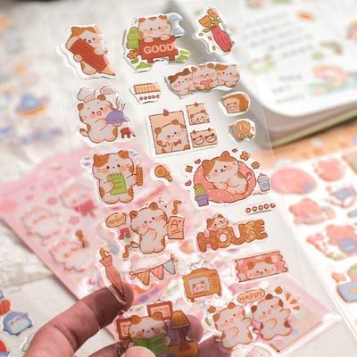 Niedlicher Cartoon Hase 3D Relief Aufkleber Handyhülle Schreibwaren Transparentes Harz Dekoration Lustige Kinder Scrapbook Journal Aufkleber