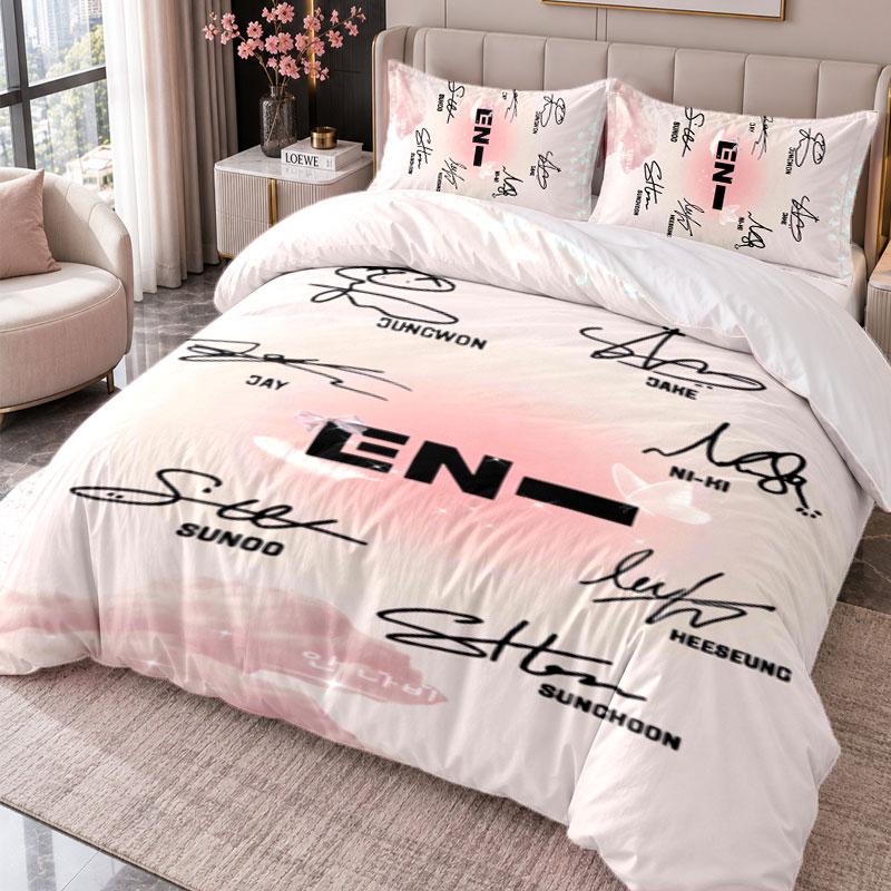 ENHYPEN 3Pcs Bedding Set Duvet Cover With Two Pillowcases For Bedroom Home Decoration