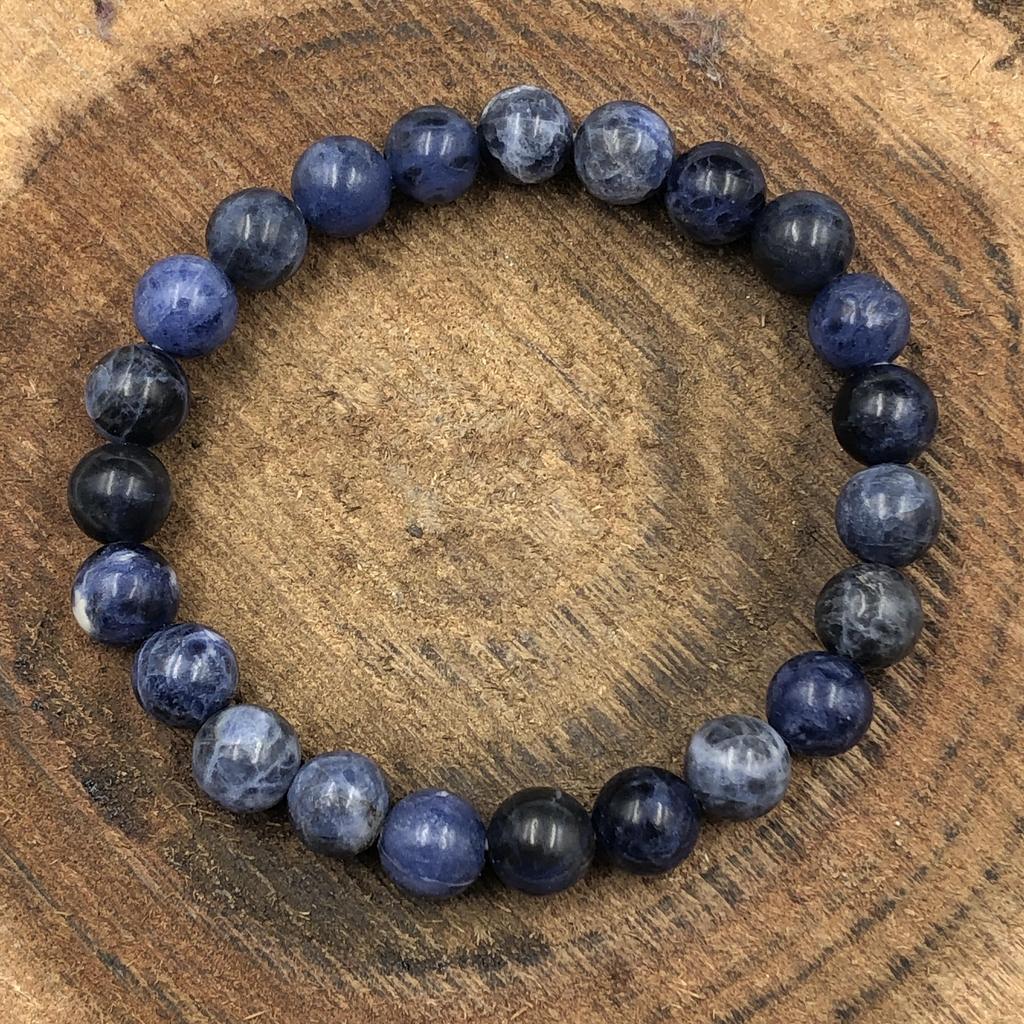 8mm Natural Sodalite Gemstone Handmade Round Beads Jewelry Designer Stretch Bracelet 7.5" For Husband/Wife RBB-25