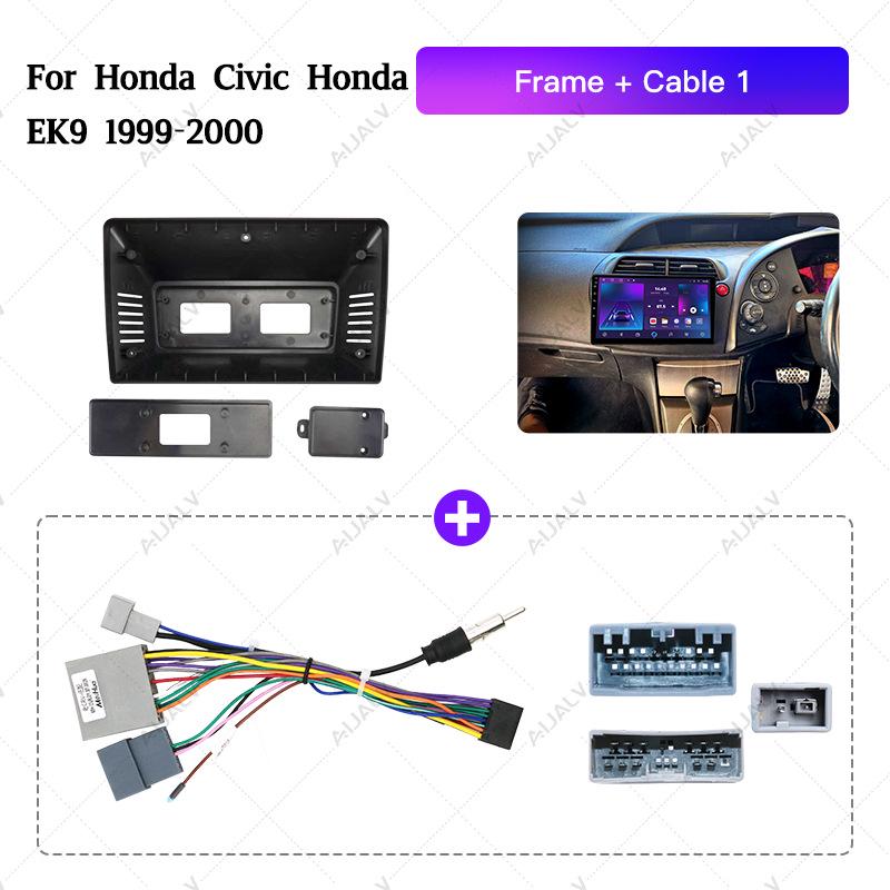 9-Inch Matte Black Android Navigation Frame Kit for Honda Civic EK9