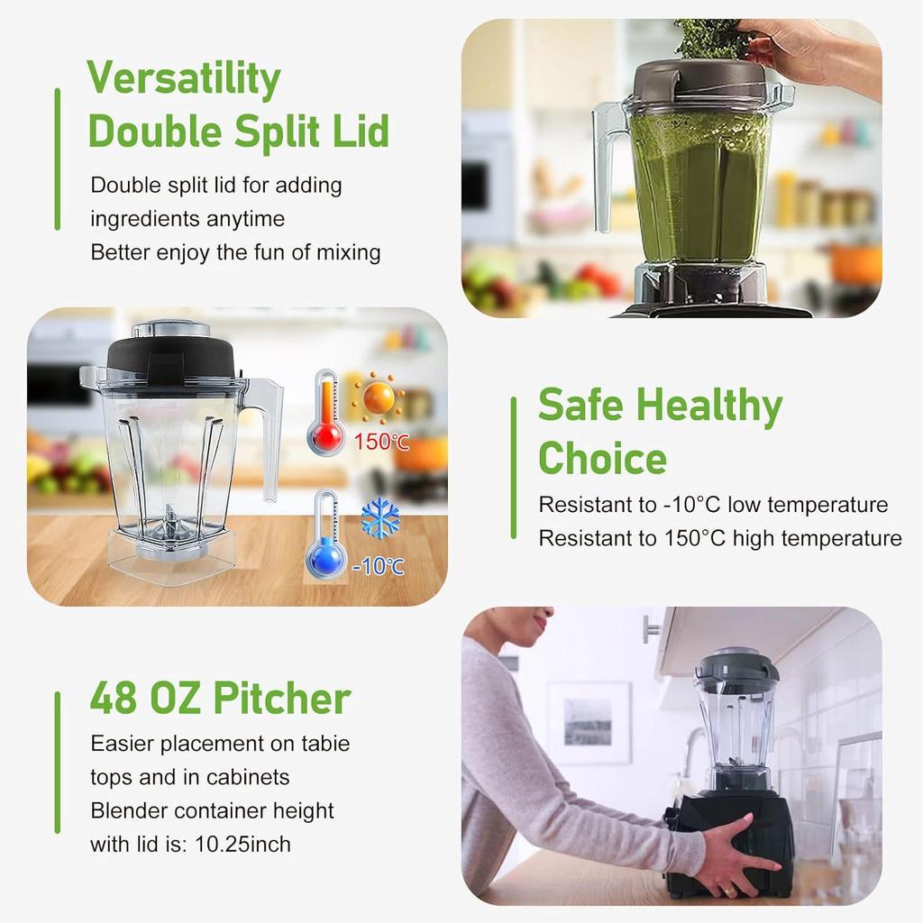 Compatible with Vitamix 48oz Blender Jar - 1400ml, Replaces Models 5200, 5000, 6300, 7500