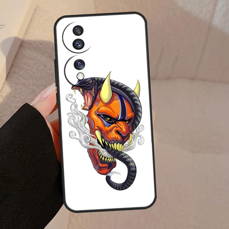 Japanese Oni Hannya Demon Mask For Honor 90 70 50 Lite Magic 5 Pro 8X 9X Phone Case For Honor X8a X9a X7a X6a X9 X7 X8 X9b