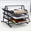 Metal Three-layer File Rack Wire Mesh Desktop Document Rack Durable Desktop Data Tray  Countertop