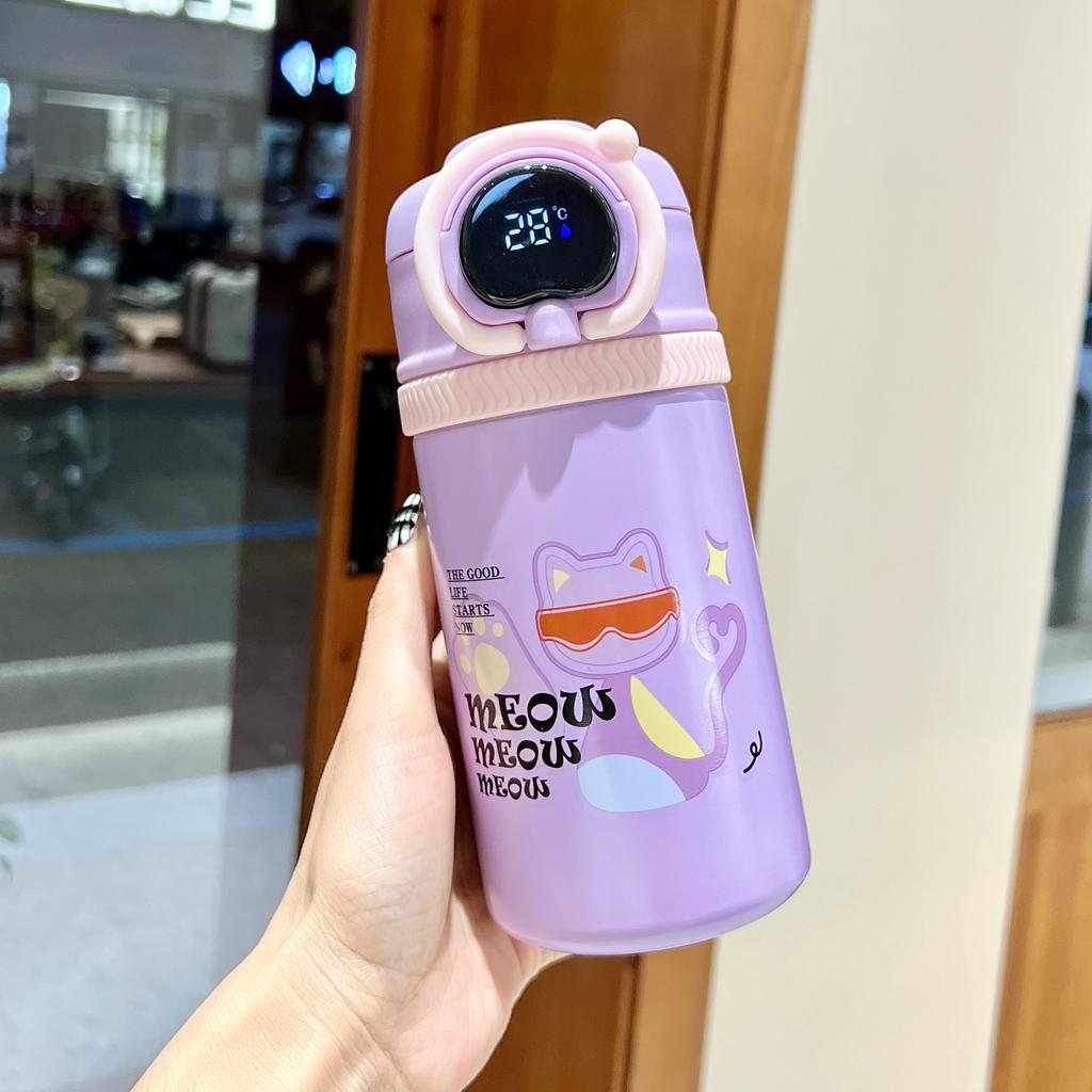 Childrens Smart Thermal Retention Cup for Girls Cute High-looking Straw Cup for Grade School Students Large-capacity Portable Water Drinking Cup