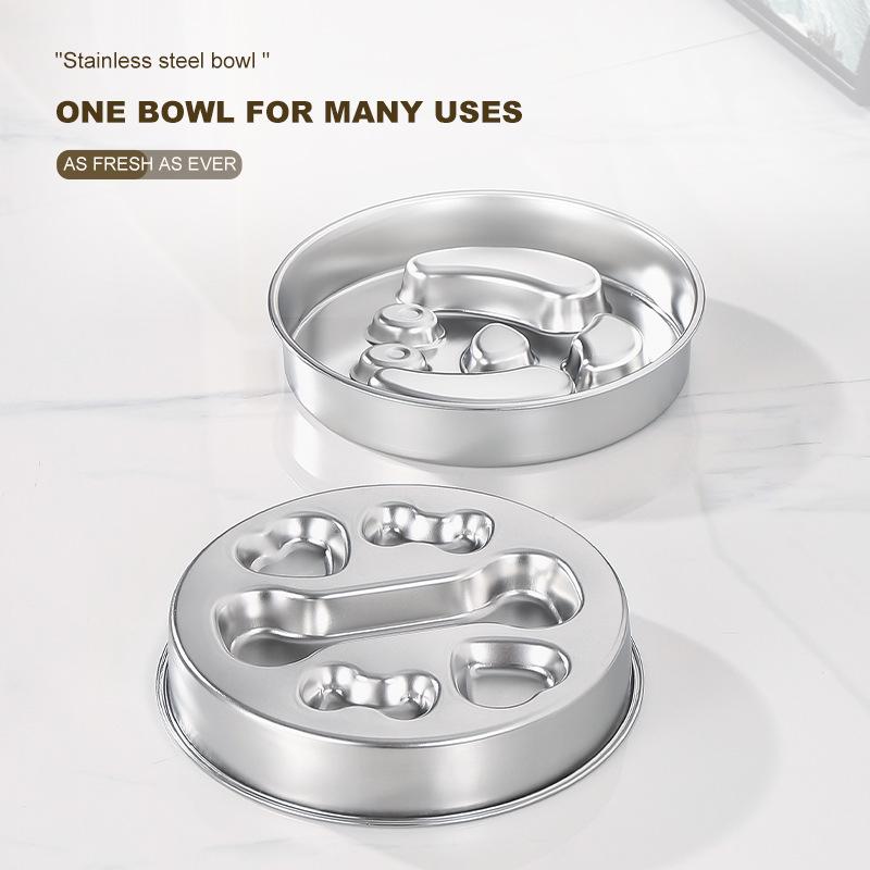 Stainless Steel Non-Slip Slow Feeder Bowl for Dogs and Cats