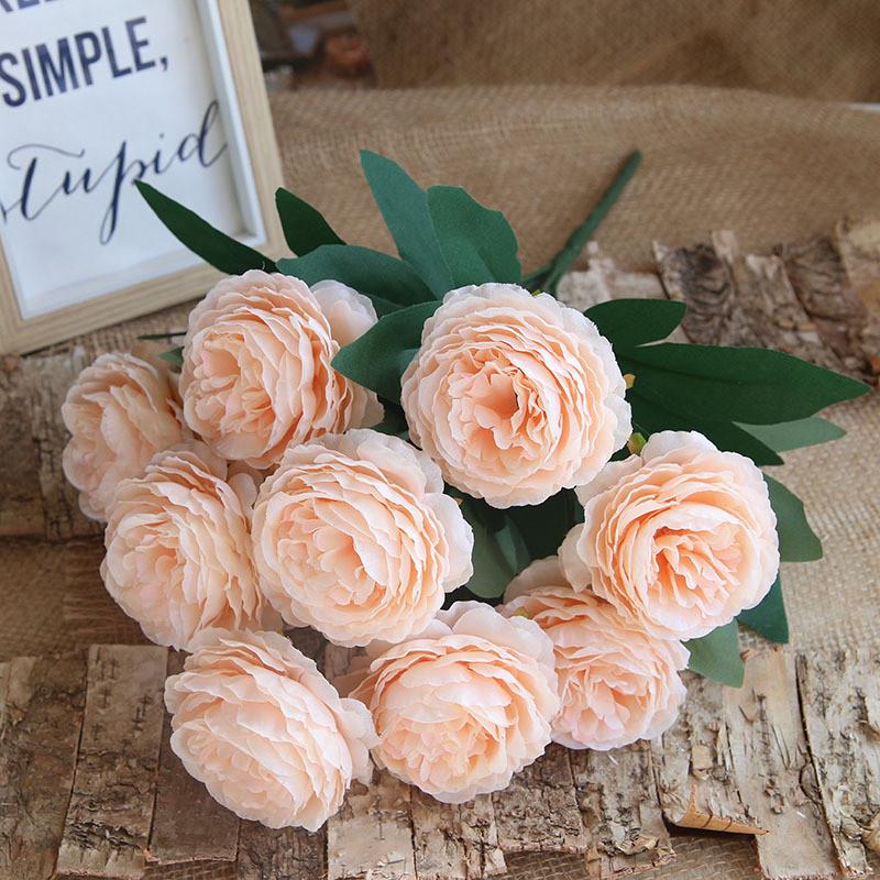 Artificial Rose Flower Bouquet With Silk Material For Wedding Decor And Photography Props