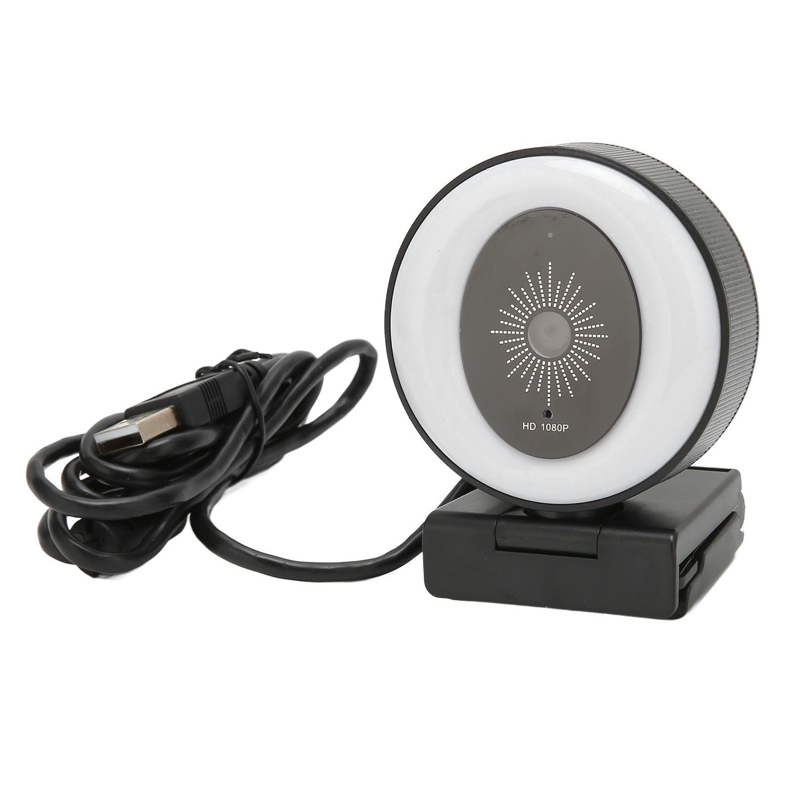 

USB Веб-камера Full HD 1080P 30fps Регульоване кільцеве світло Шумопоглинання Вбудований мікрофон