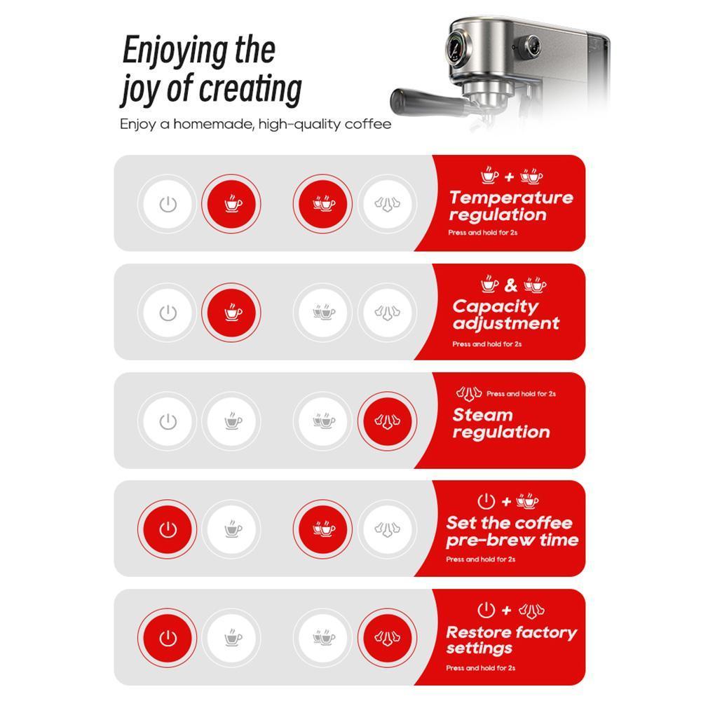 HiBREW 20Bar Multifunctional Semi Automatic Espresso Coffee Machine Temperature Adjustable Cold/Hot Super Slim Coffee Maker Cappuccino H10B