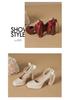 Women's Pearl Suede Mary Janes - Square Toe Chunky High Heels with Bow and Waterproof Platform