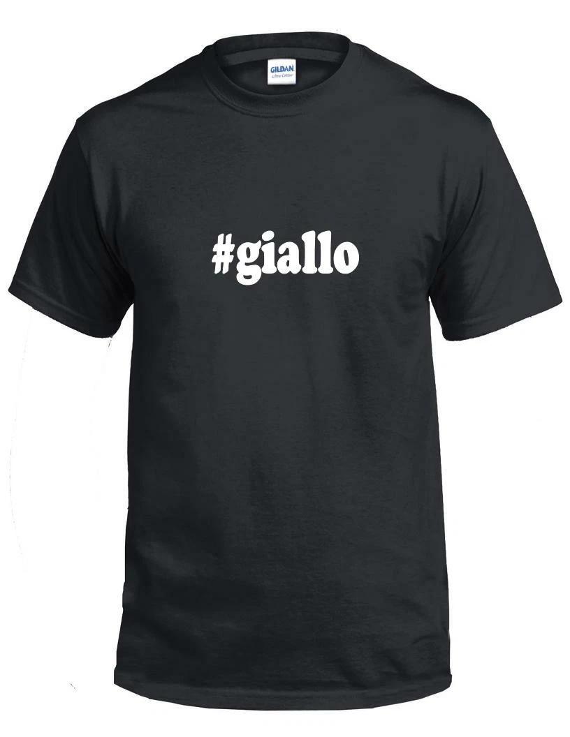 #giallo T-Shirt Hashtag giallo Funny Gift Black White Cotton Tee Shirt 3XL