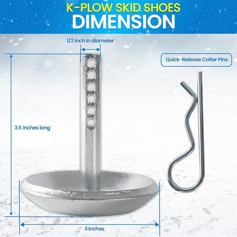 Round Shaft Snow Plow Skid Shoe Stainless Steel Snow Plow Feet Replacement Skids  Outdoor Equipment