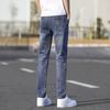 Men's Slim Straight Jeans Elastic Waist Drawstring Trendy Skinny Pants Stretchy Fashionable Durable Long Pants