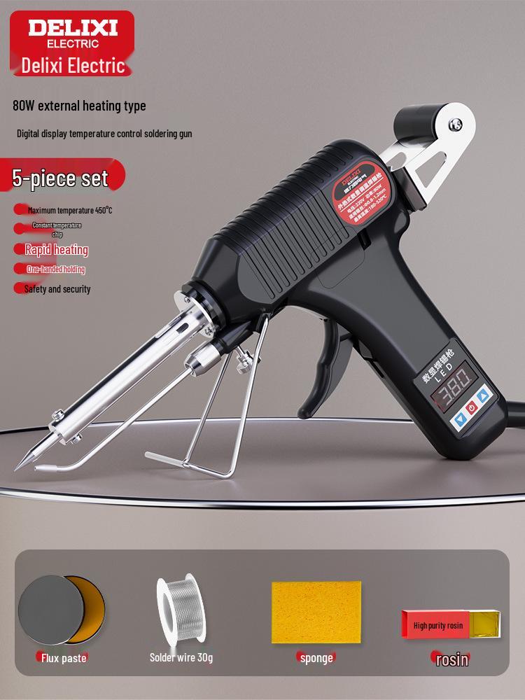 DELIXI Electric Auto-Feed Soldering Iron with Digital Display & Adjustable Temperature