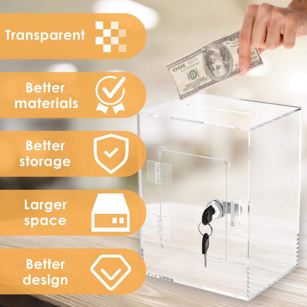 1Pc Acrylic Clear Piggy Bank Large Capacity Money Saving Box Sturdy Money Saving Bank Savings Jar for Adults Children Home Decor
