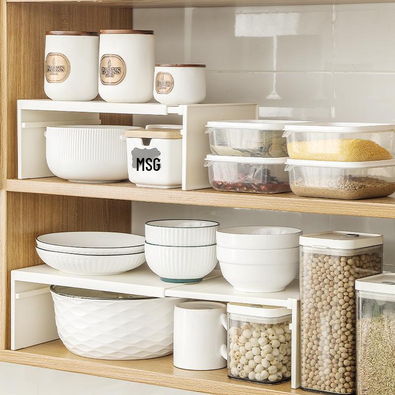 Retractable Kitchen Storage Rack - Countertop, Cabinet, Layered Shelves, Spice Organizer, Pot & Dish Rack.