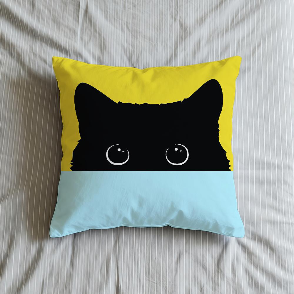 Cushion Cute Cover Soft Case Sofa Living Room Black Cat Home Fashion Comfortable Office Decor Cartoon Protective Pillow Covers