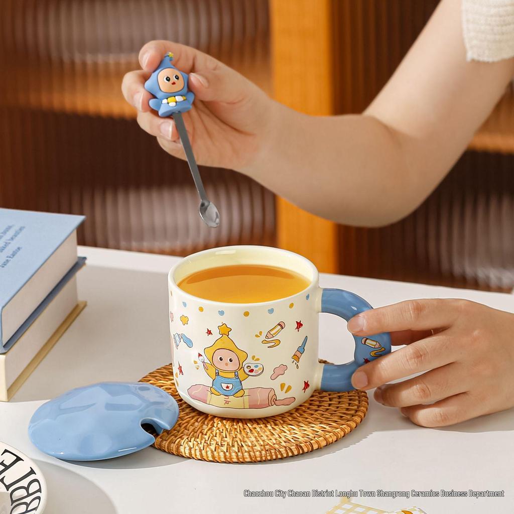 Entzückende Keramik-Cartoon-Tasse - Perfekt für Studenten, Kaffee und Geburtstage