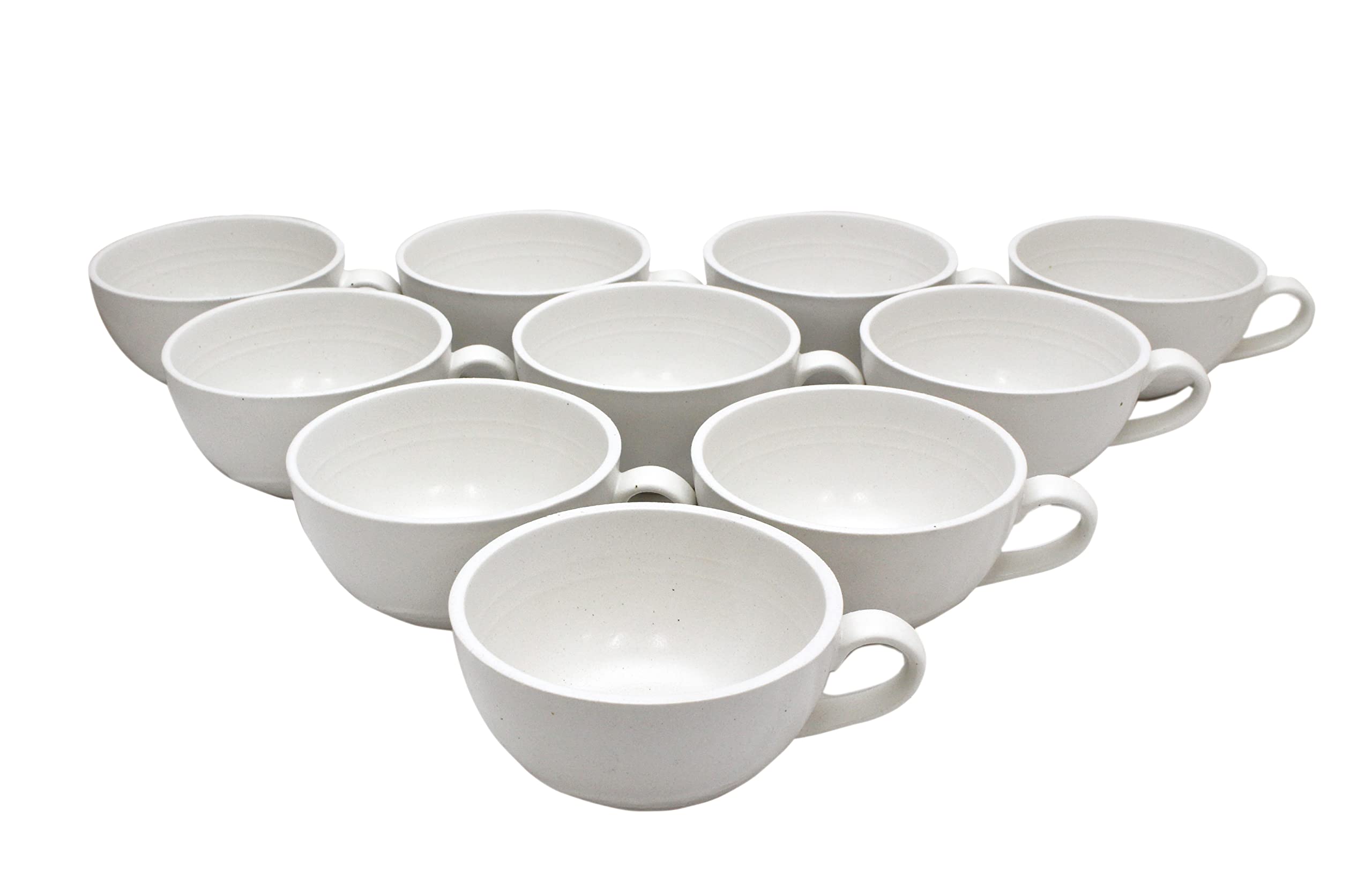 

Castle Enterprise Mino Ware Japanese Cafe Series Stone Pattern Soup Bowls, White, Set of 10