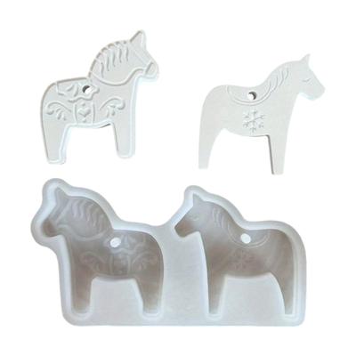 Moule en Silicone Cheval Double Efficace Outil de Bricolage de Noël Pour Projets de Bougie Résine Cadeau