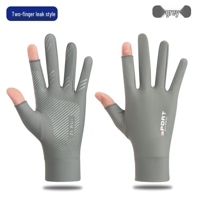 

Unisex Sun Protection Ice Silk Touchscreen Gloves: Sweat-Absorbing, Non-Slip, Fingerless for Driving, Fishing, and Cycling. Size L