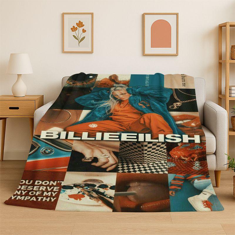 Famous Singer Billie Eilish Star Soft Flannel Throw Blanket,Warm Cozy Blanket for Bed,Couch,Sofa,Bedroom,Living Room,Travel