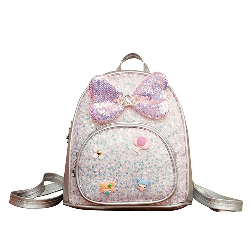 Toddler Girl Backpack Pu Material With Sparkling Design For School Use