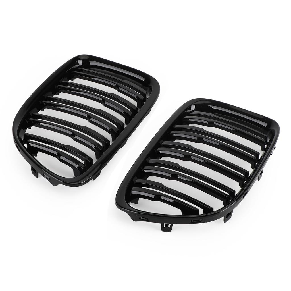 Gloss Black Dual Slats Front Hood Kidney Grill Grille Fit BMW X1 E84 2009-14 SUV