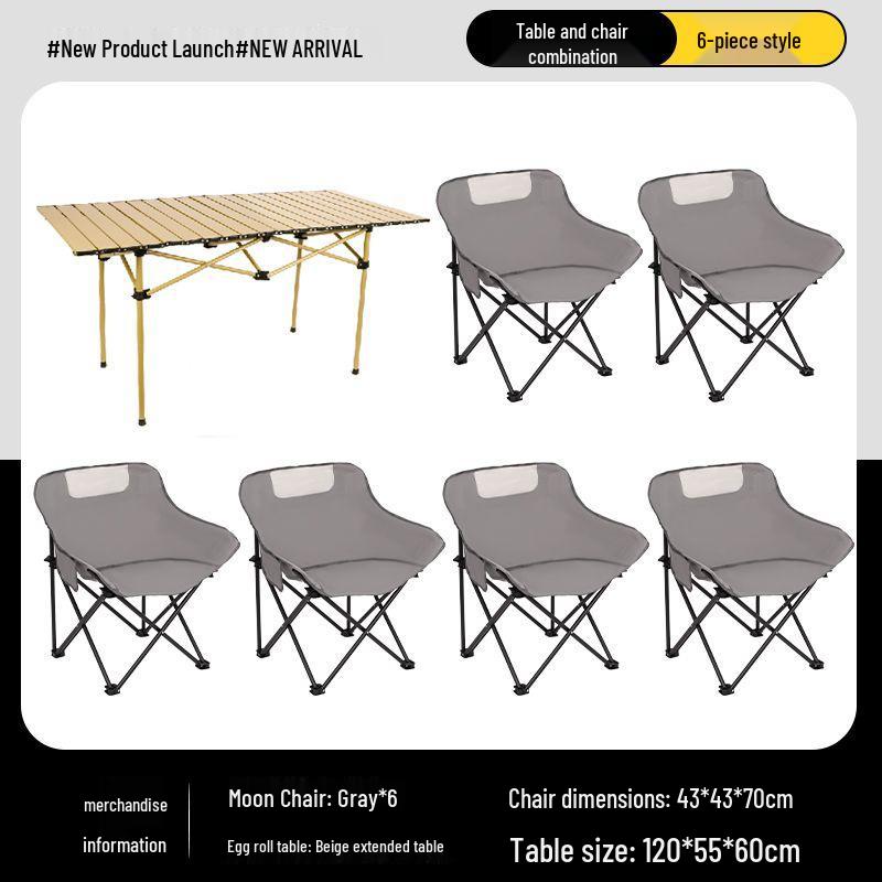 Outdoor Folding Camping Table & High-Back Chair Set