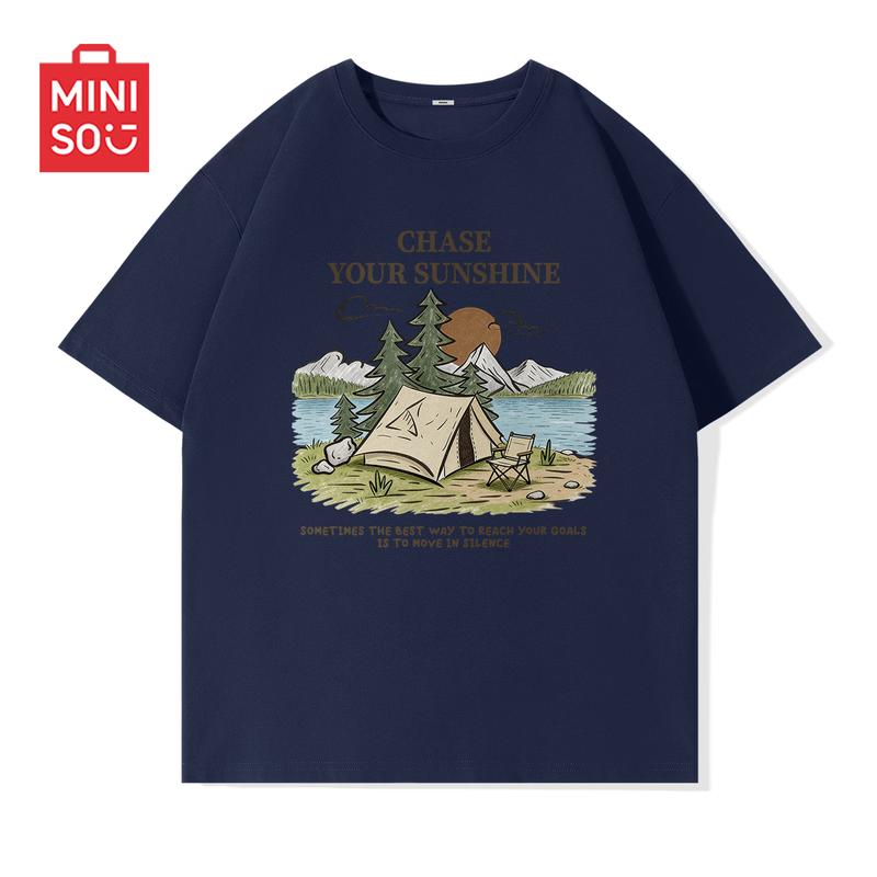 MINISO Men's Summer Loose Fit Crew Neck T-Shirt