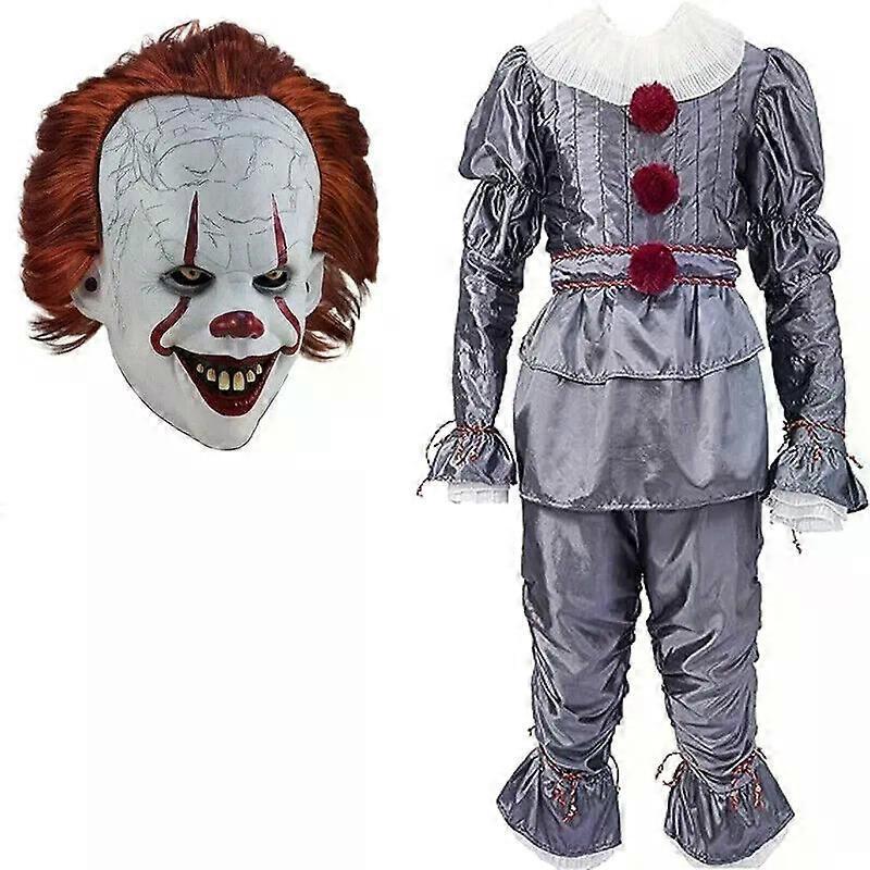Adult Pennywise Clown Costume Halloween Cosplay Suit OutfiT Fancy Costume A