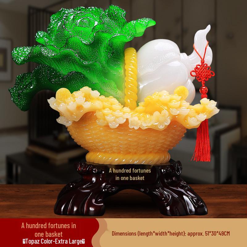 Creative Hundred Fortunes Cabbage Resin Figurine - Home and Office Gift