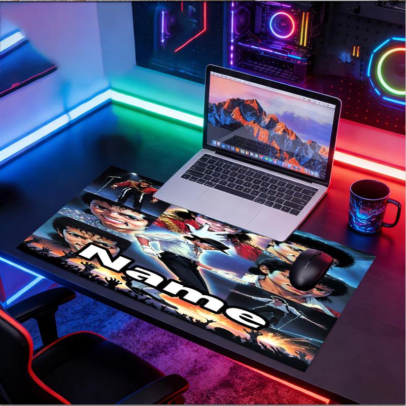 Personalizovaná podložka pod myš s motivem Michaela Jacksona a vlastním jménem, Podložka na stůl pro notebook PC, Dekorativní podložka na stůl pro domácnost, Podložka pod klávesnici, Dárek