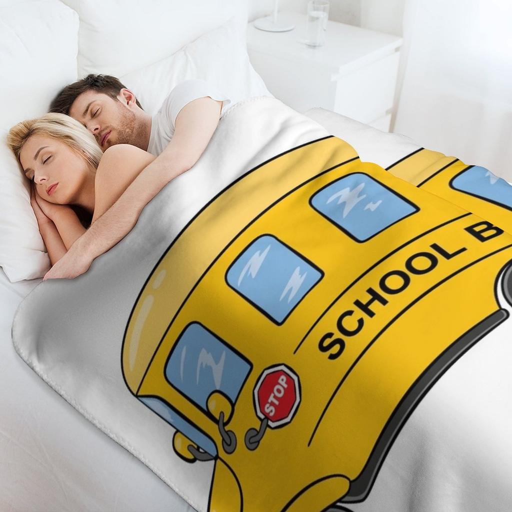 Yellow School Bus Throw Blanket Breathable Lightweight Blanket for Adults Kids