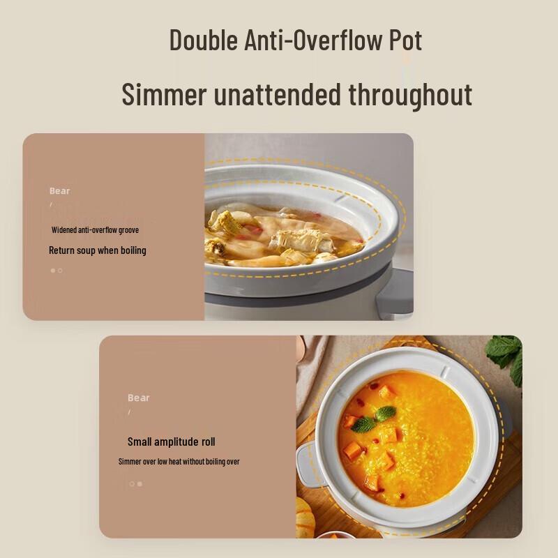 Little Bear 3L Electric Stew Pot with Reservation CN Plug (adapter Included)