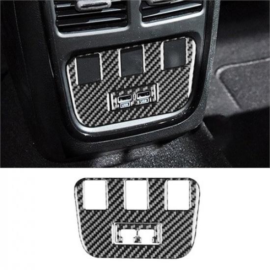 Carbon Fiber Rear Center Console With USB Cover Trim For Dodge Charger 2015-