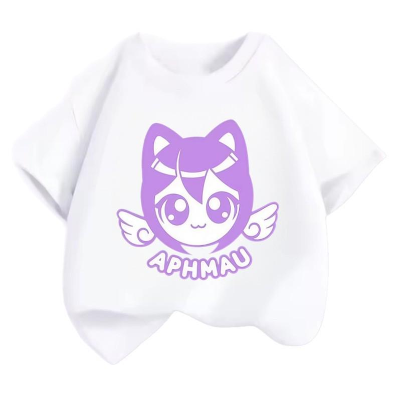 Aphmau Cartoon Baumwoll-T-Shirt - Sommerkollektion 2026 für Kinder: Europäische & Amerikanische Seltsame Geschichten Design
