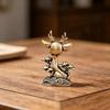 Brass Deer Ornament Hand Polished Tea Pet Statue Cute Animal Decor for Living Room Desk Home Decor