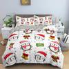 Santa Claus Pattern Bedding Set Christmas Deer Duver Cover Set for Kids Boys Girls Quilt Cover Queen Polyester Comforter Cover