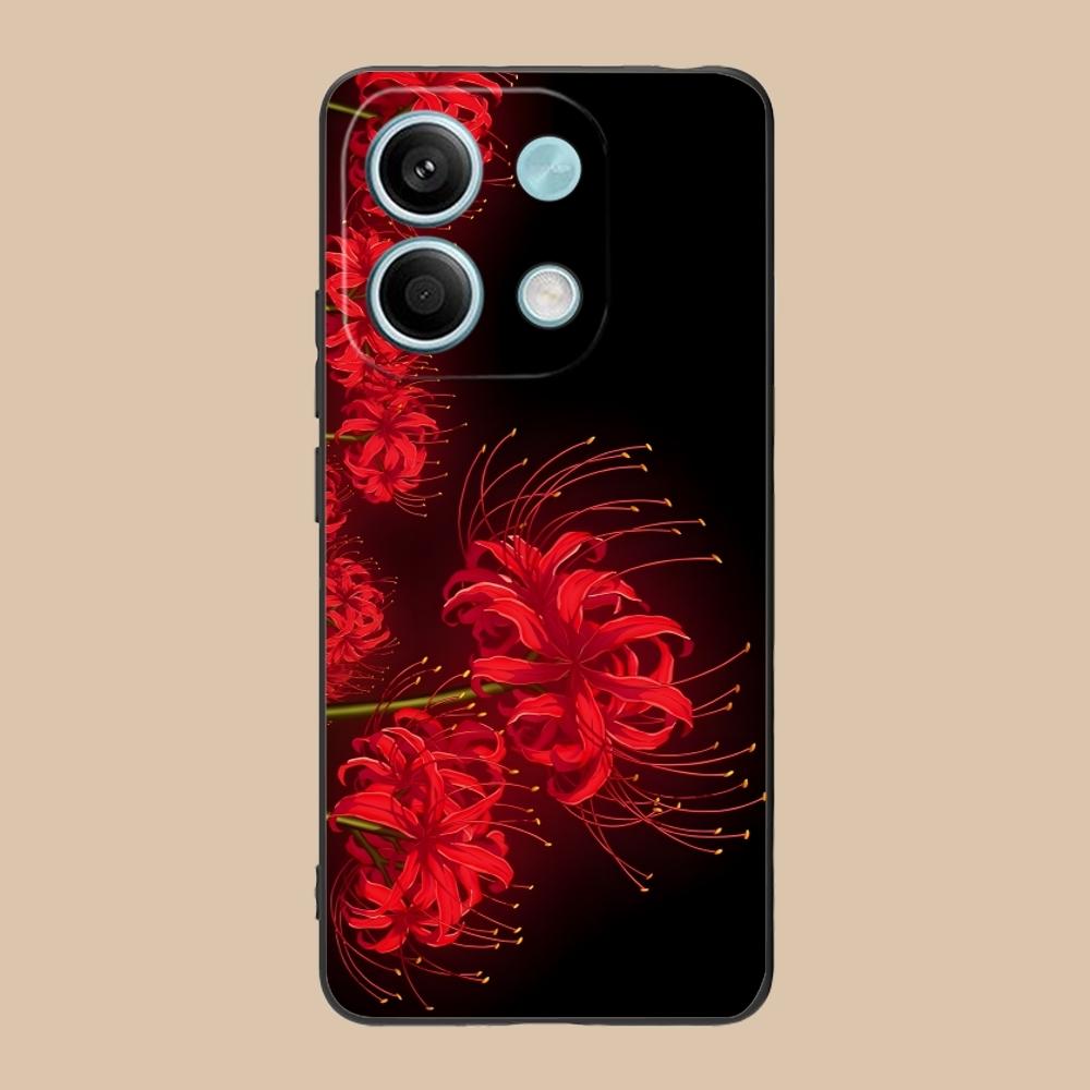 Cool Red Spider Lily Mobile Cell Phone Case for Xiaomi Redmi Note 13 12 11 10 9 8 7 6 S A Pro Lite Plus 5G Black Cover Shell